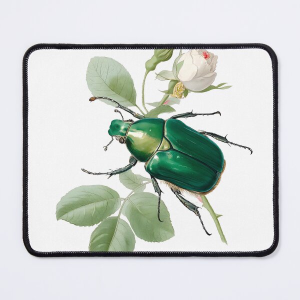Item preview, Shiny Metallic Beetle Resting on Blooming Roses designed and sold by Anastasiia Yurevych.