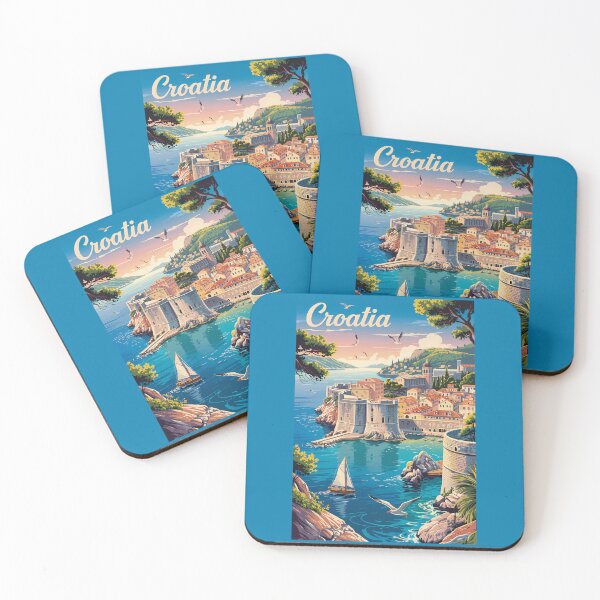 Item preview, Croatia Dubrovnik Illustration Travel Art Vintage designed and sold by KrisSidDesigns.
