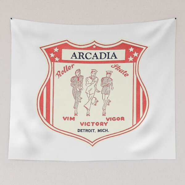 Item preview, Arcadia Detroit Michigan Roller Skating Rink Sticker Decal Label Design 4 designed and sold by tislord.