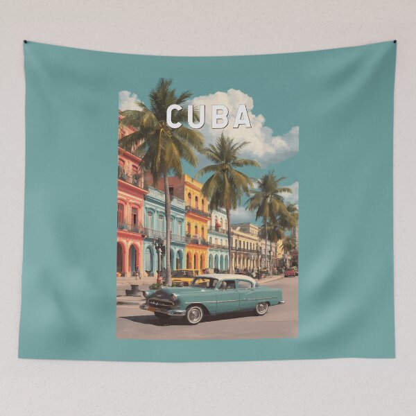 Item preview, Cuba Illustration Travel Art Vintage designed and sold by KrisSidDesigns.
