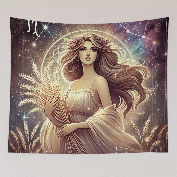 Item preview, Ethereal Virgo zodiac maiden with glowing wheat field designed and sold by ChernivtsiSkoda.