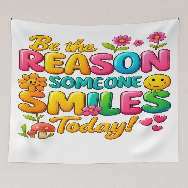 Item preview, Be the Reason Someone Smiles Today – Uplifting Handlettered Quote designed and sold by SoulPrints by Beata.