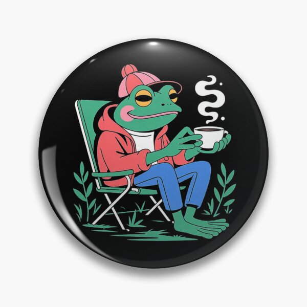 Item preview, Chill Frog Drinking Coffee Retro Relaxed Vibes Illustration designed and sold by love3617.