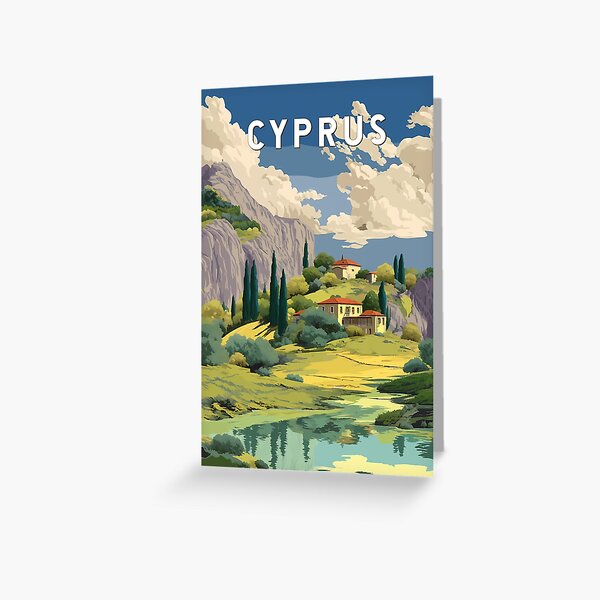 Item preview, Cyprus Illustration Travel Art Vintage designed and sold by KrisSidDesigns.