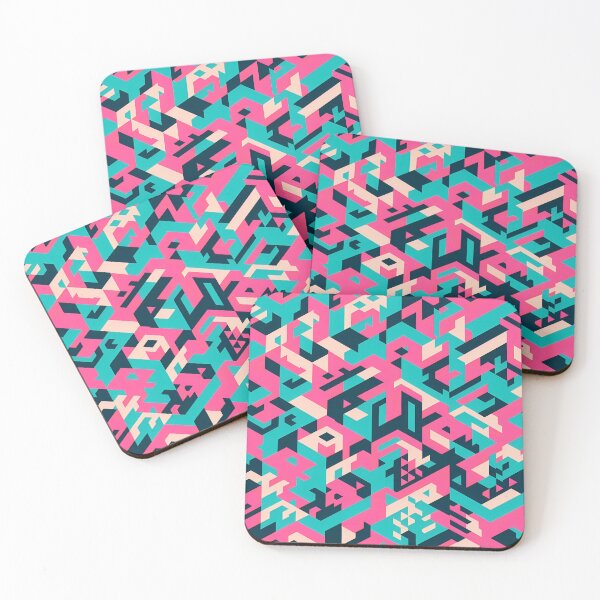 Item preview, Vivid Geometric Maze - Bold Pink & Teal Abstract Pattern for Modern Decor designed and sold by JohnnyVillas.