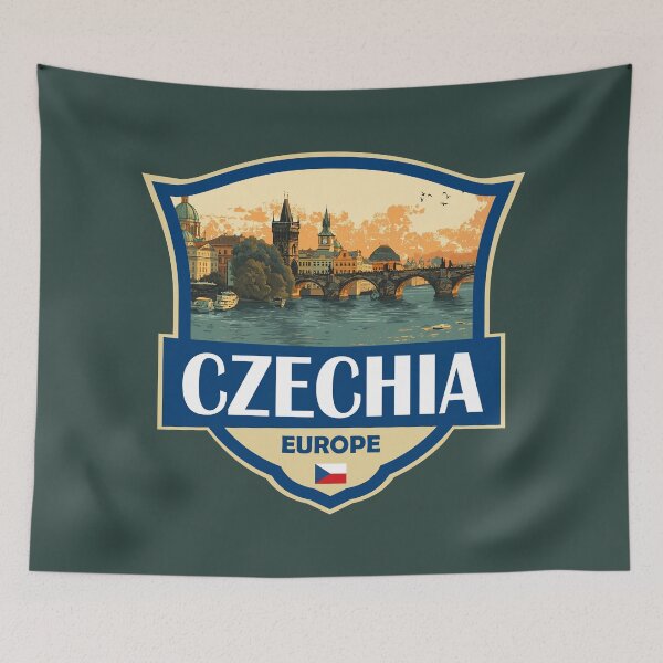 Item preview, Czech Republic Illustration Retro Badge designed and sold by KrisSidDesigns.