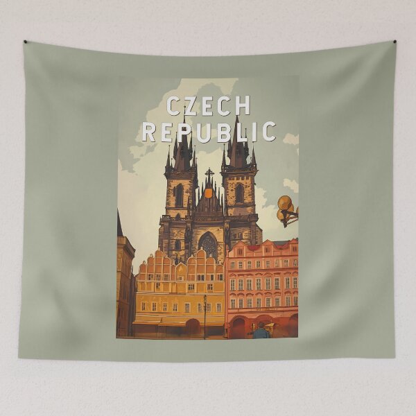 Item preview, Czech Republic Illustration Travel Art Vintage designed and sold by KrisSidDesigns.