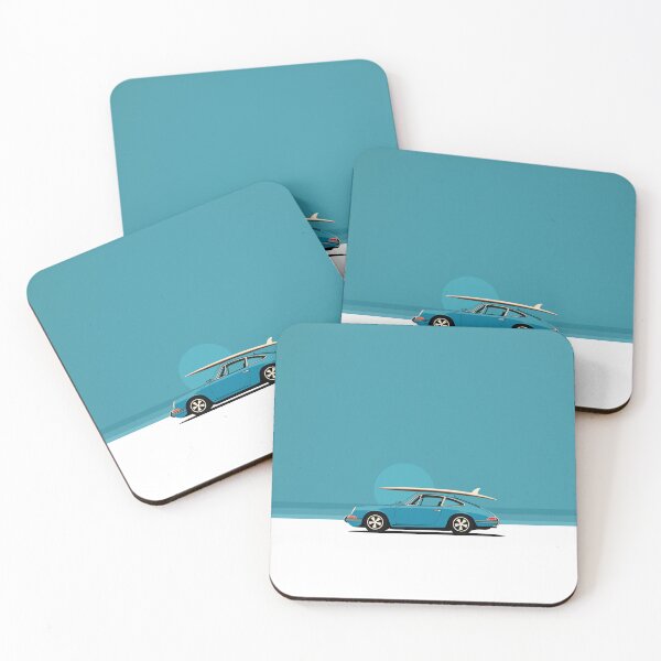 Item preview, Vintage Blue Porsche 911 964 summer surfs up illustration designed and sold by blackdogshop.