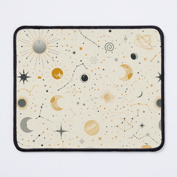 Item preview, Celestial Constellation Pattern | Gold & Black Stars, Moons, and Suns Seamless Design designed and sold by pmakesArt.