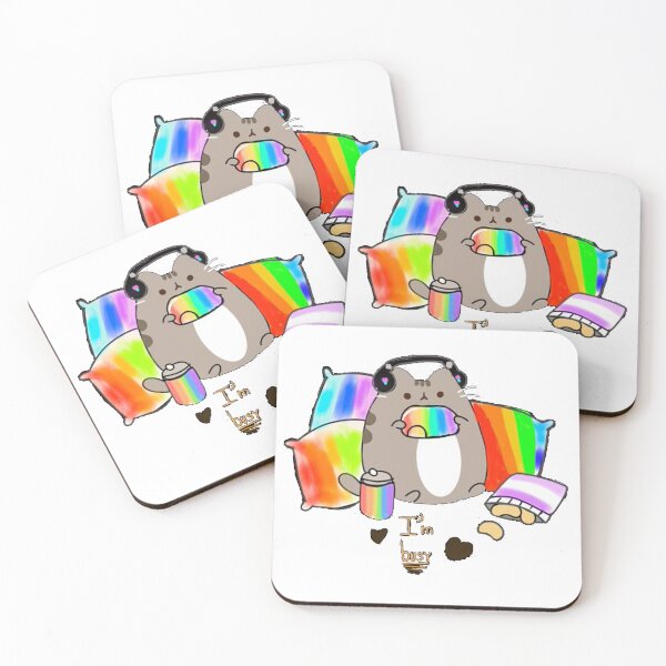 Item preview, busy cat with rainbow keyboard for lefthand designed and sold by bunnypals.