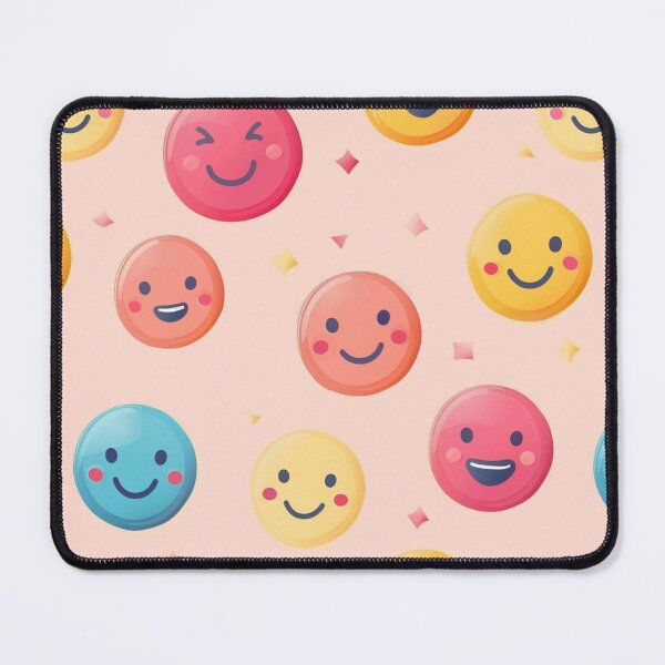 Item preview, Happy Pastel Smiley Face Pattern | Kawaii Glossy Emoji Design designed and sold by pmakesArt.
