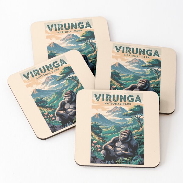 Item preview, Virunga National Park Congo Illustration Travel Art Vintage designed and sold by KrisSidDesigns.