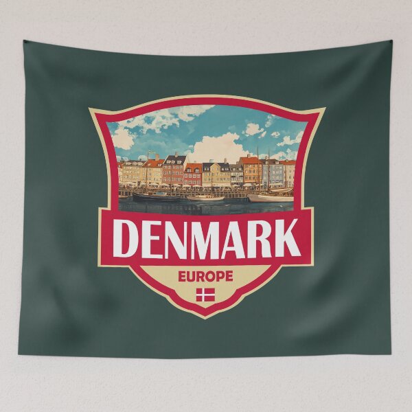 Item preview, Denmark Illustration Retro Badge designed and sold by KrisSidDesigns.