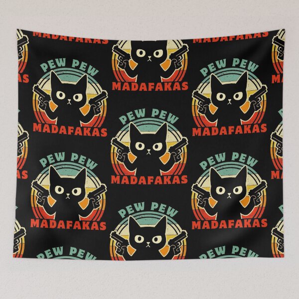 Item preview, Pew Pew Crazy Cat Madafakas - Retro  designed and sold by FarieArt.