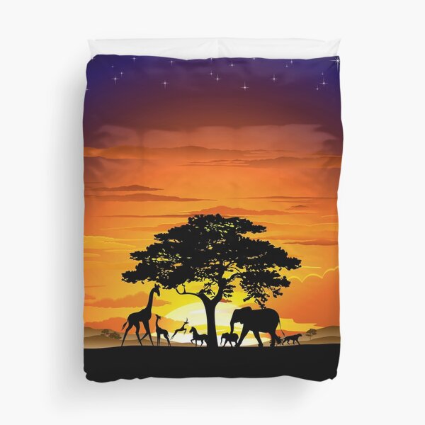 Item preview, Wild Animals on African Savanna Sunset  designed and sold by BluedarkArt.