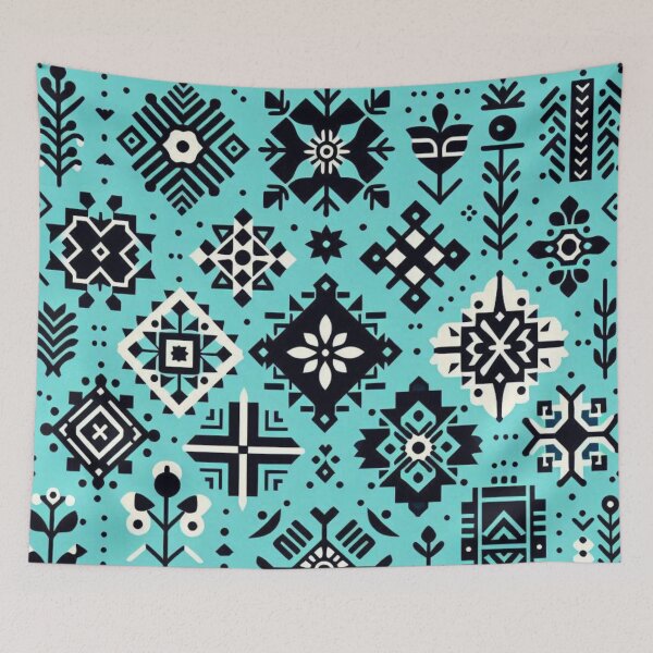 Item preview, Romanian Traditional Motif Vector Art – Black and White Folk Pattern Design for Apparel and Accessory Lovers designed and sold by knalpot-design.