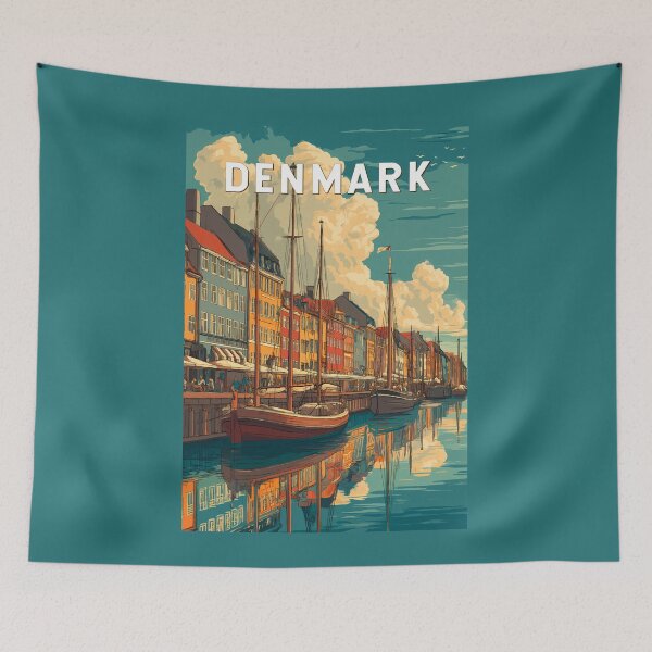 Item preview, Denmark Illustration Travel Art Vintage designed and sold by KrisSidDesigns.