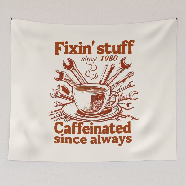 Item preview, Vintage Father Gift - Fixin' Stuff Since 1980 Caffeinated Since Always designed and sold by DemureArtsy.