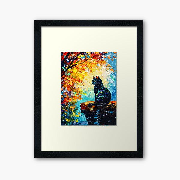Item preview, Mystical Black Cat in Autumn – Impressionist Art designed and sold by Jordan Bell.