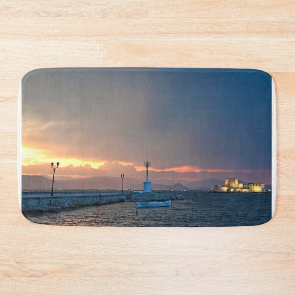 Item preview, Sunset over Bourtzi water fortress in Nafplio city, Peloponnese, Greece designed and sold by goceris.
