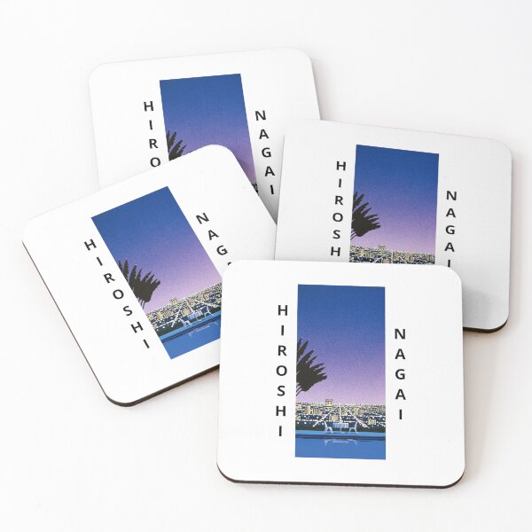 Item preview, Hiroshi Nagai Table at the Pool Night Vaporwave Art Pop designed and sold by OVERSAI.
