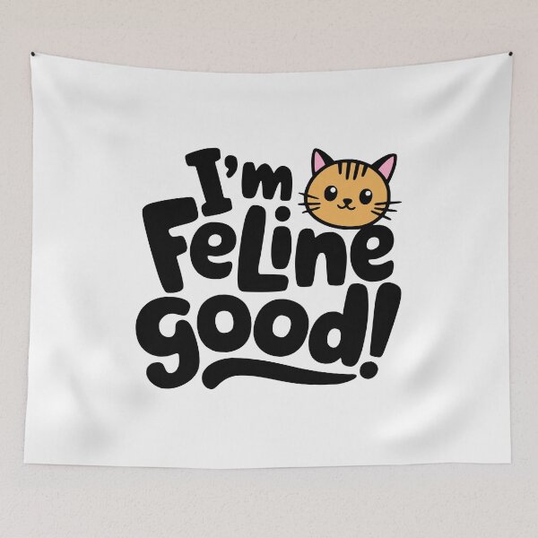 Item preview, I'm feline Good! Cute Cat Pun designed and sold by PMCreative.