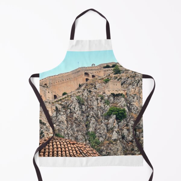 Item preview, Church dome with cross and Palamidi castle on the hill above Nafplio city in Greece designed and sold by goceris.
