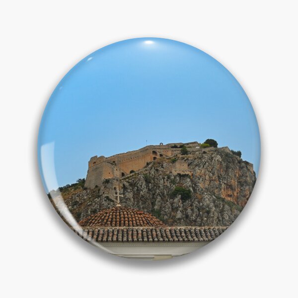 Item preview, Church and Palamidi castle on the hill above Nafplio city in Greece designed and sold by goceris.