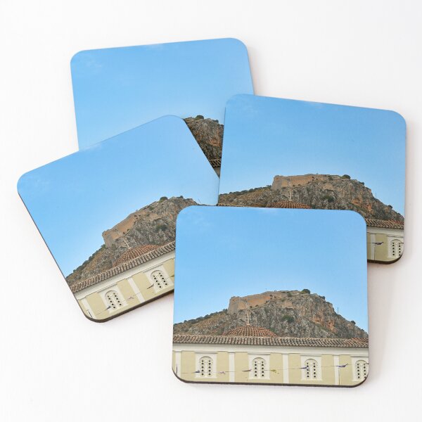 Item preview, Church and Palamidi castle on the hill above Nafplio city in Greece designed and sold by goceris.