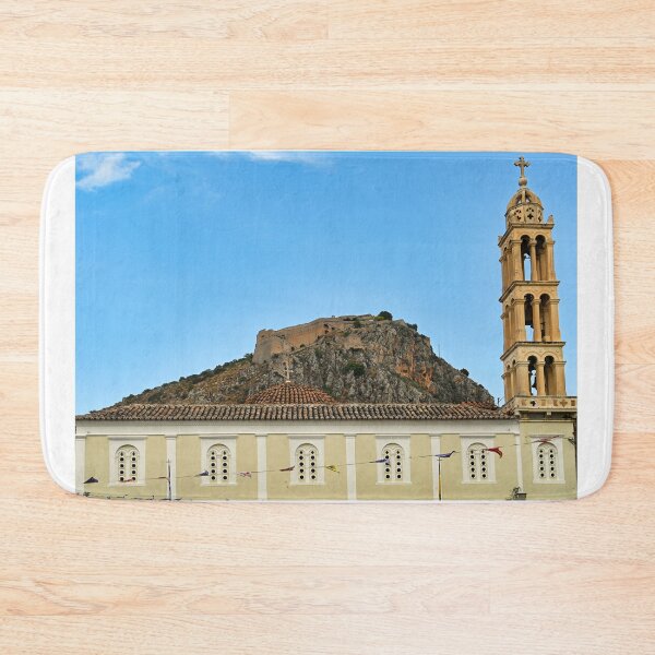 Item preview, Church and Palamidi castle on the hill above Nafplio city in Greece designed and sold by goceris.