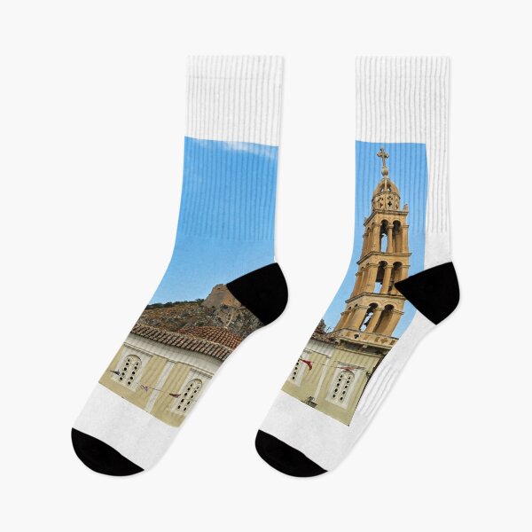 Item preview, Church and Palamidi castle on the hill above Nafplio city in Greece designed and sold by goceris.