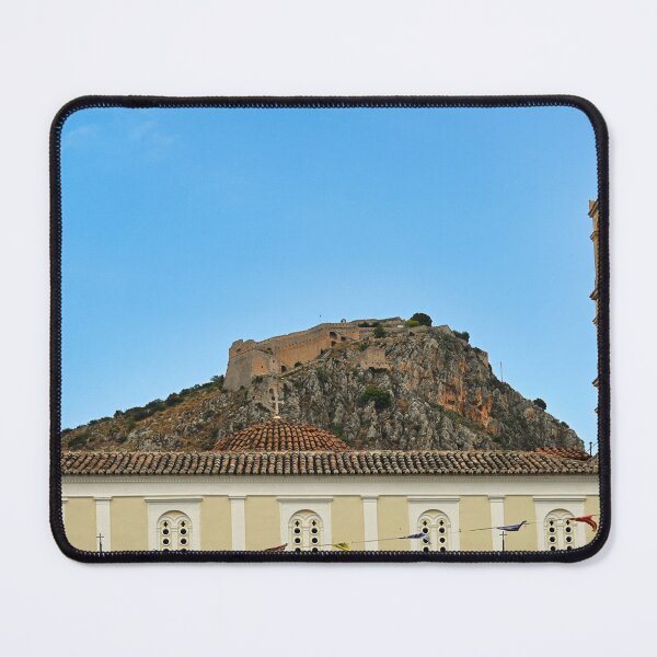 Item preview, Church and Palamidi castle on the hill above Nafplio city in Greece designed and sold by goceris.