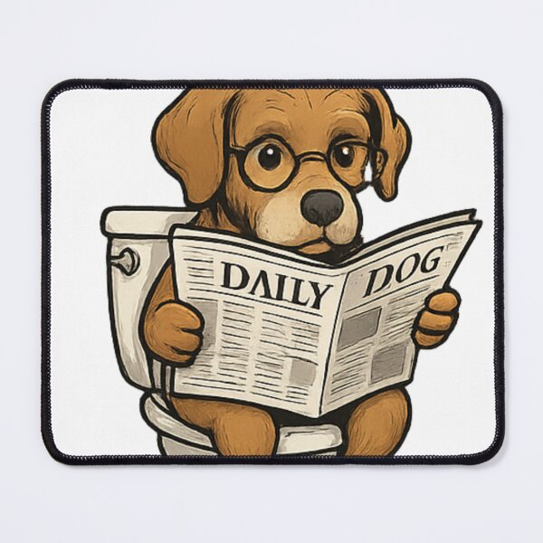Item preview, Dog Reading Newspaper on Toilet designed and sold by Topic2025.