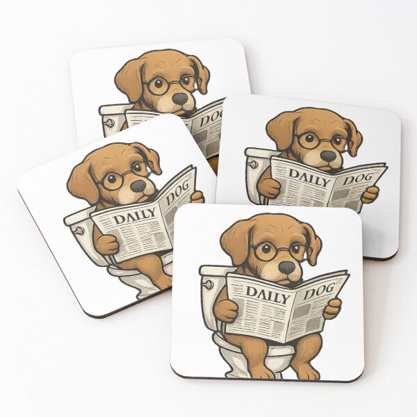 Item preview, Dog Reading Newspaper on Toilet designed and sold by Topic2025.