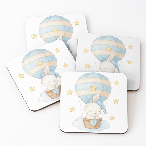 Item preview, Sleeping bunny in a hot air balloon – cute bedtime motif for children designed and sold by Stickzebra-Art.