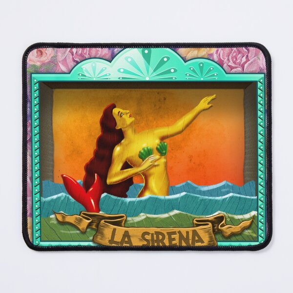 Item preview, La Sirena – Lotería-Inspired Mermaid Nicho Art Print designed and sold by bombpop13.