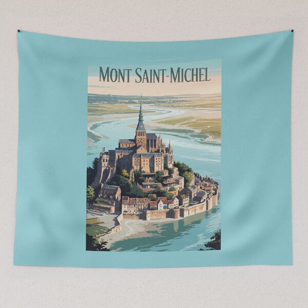 Item preview, Mont-Saint-Michel France Illustration Travel Art Vintage designed and sold by KrisSidDesigns.
