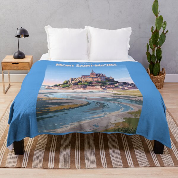 Item preview, Mont Saint Michel Illustration Travel Art Vintage designed and sold by KrisSidDesigns.