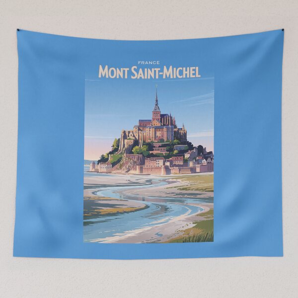Item preview, Mont Saint Michel Illustration Travel Art Vintage designed and sold by KrisSidDesigns.