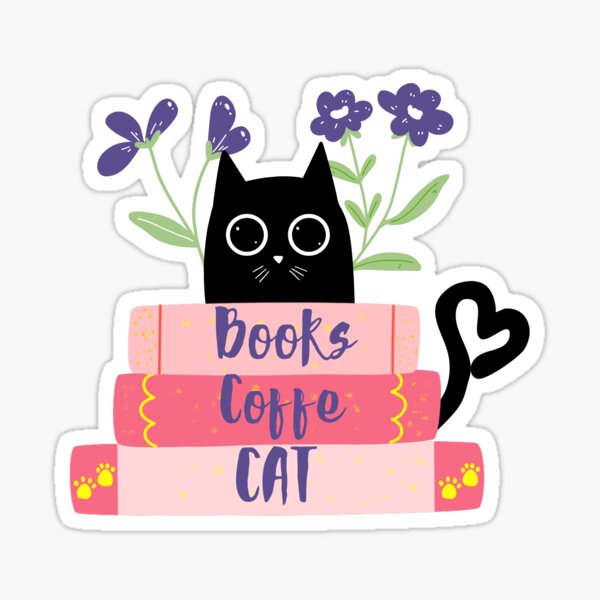 Item preview, Cat and books sticker designed and sold by happyandgo.
