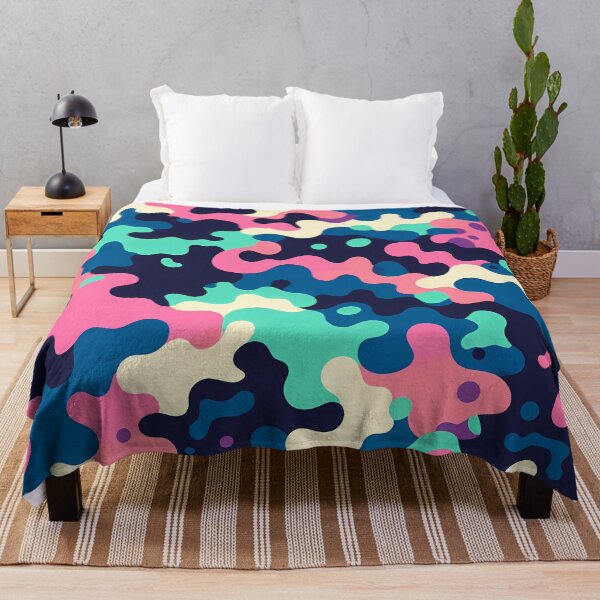 Item preview, Y2K Retro Wave Pattern - Teal & Pink Dopamine Decor with Electric Blue Contrast designed and sold by JohnnyVillas.