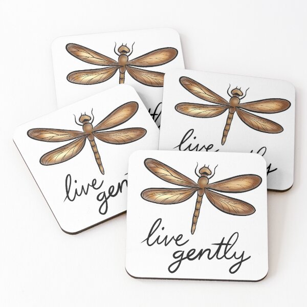 Item preview, Live Gently Dragonfly Sticker – Cottagecore Quote Art designed and sold by tiTheGoldenPath.