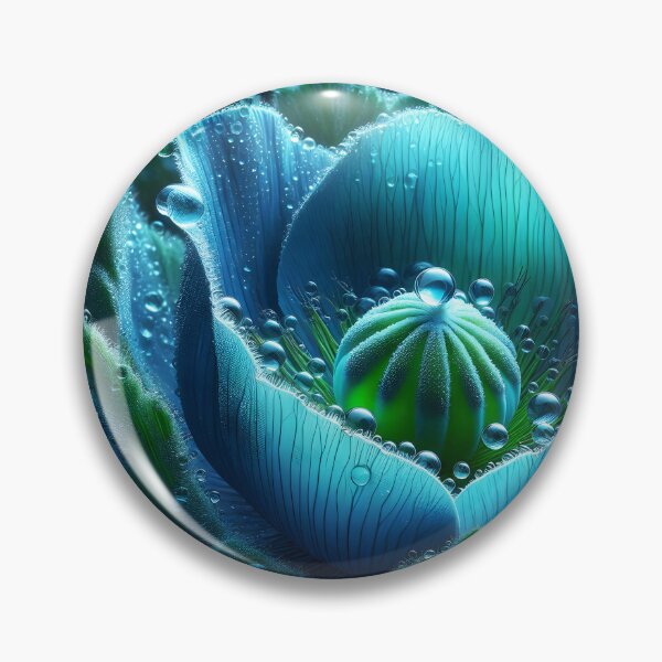 Item preview, Dew drops on Blue poppy closeup designed and sold by EmeraldeaArt.