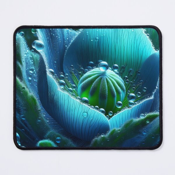 Item preview, Dew drops on Blue poppy closeup designed and sold by EmeraldeaArt.