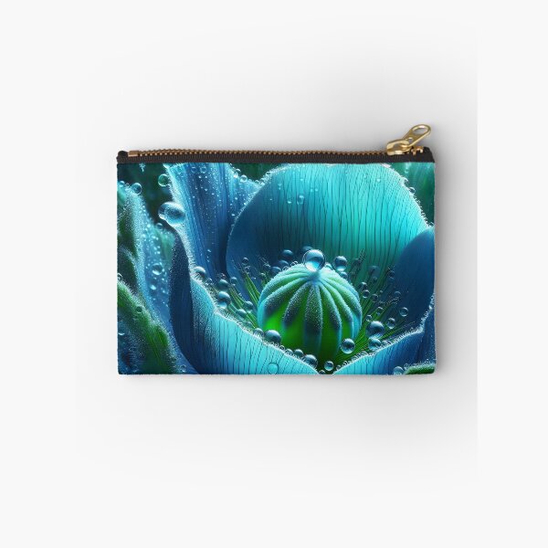 Item preview, Dew drops on Blue poppy closeup designed and sold by EmeraldeaArt.