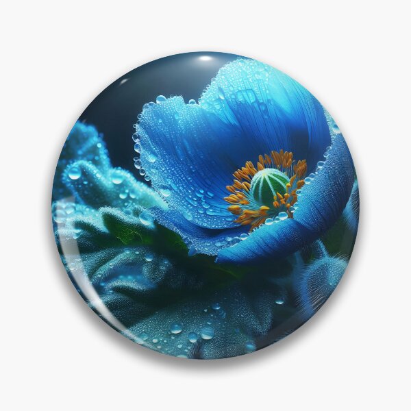 Item preview, Morning Dew drops on Blue poppies designed and sold by EmeraldeaArt.