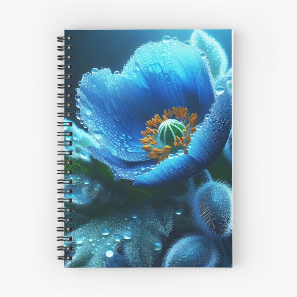 Item preview, Morning Dew drops on Blue poppies designed and sold by EmeraldeaArt.