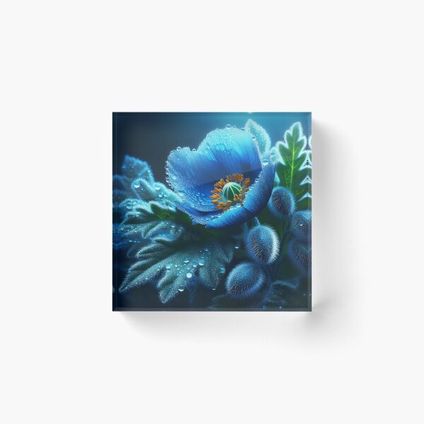 Item preview, Morning Dew drops on Blue poppies designed and sold by EmeraldeaArt.