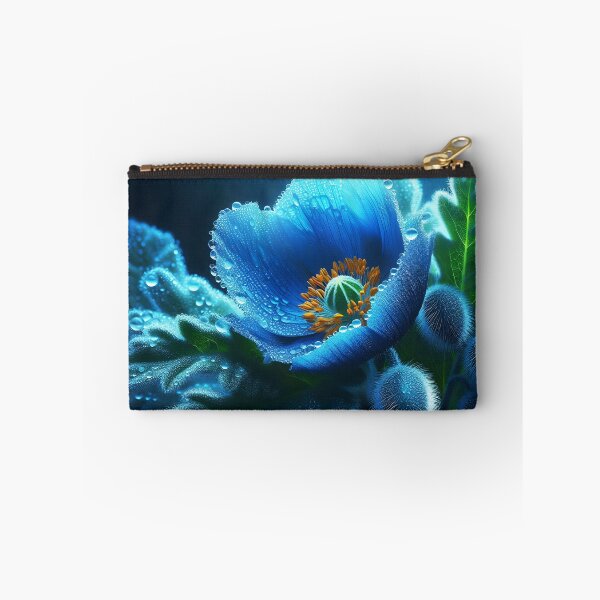 Item preview, Morning Dew drops on Blue poppies designed and sold by EmeraldeaArt.