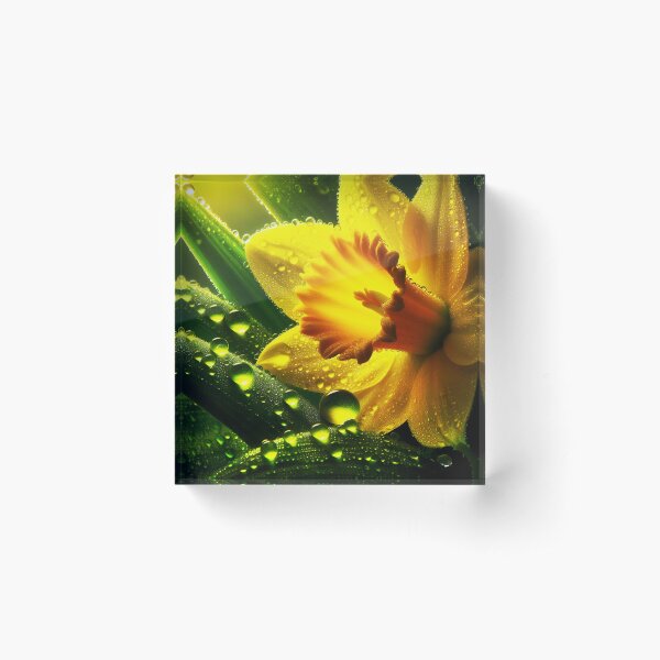 Item preview, Morning Dew drops on Yellow daffodil designed and sold by EmeraldeaArt.